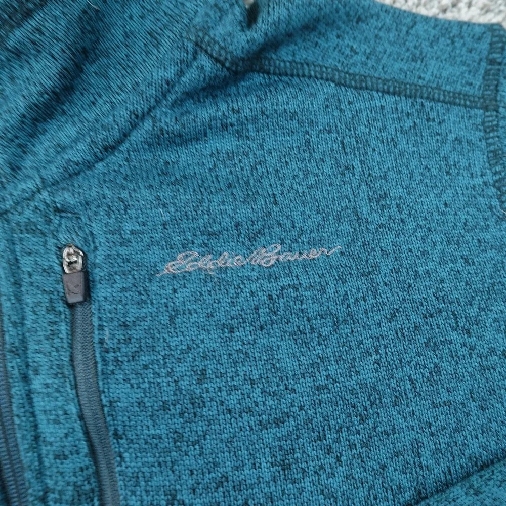 Eddie Bauer Sweater Mens L Blue Fleece 1/4 Zip Mock Neck Pullover Outdoor Hiking